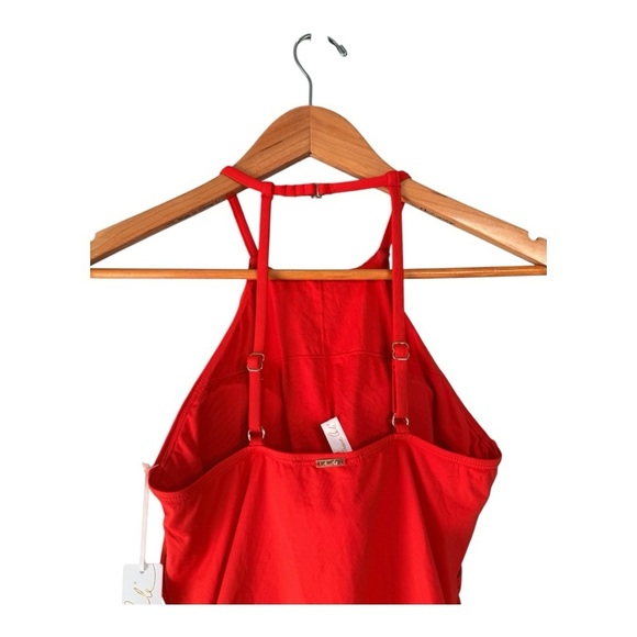 Anne Cole Red Spice High Neck Tankini Shirred Size Small NEW Style 23MT20601 - Picture 8 of 9